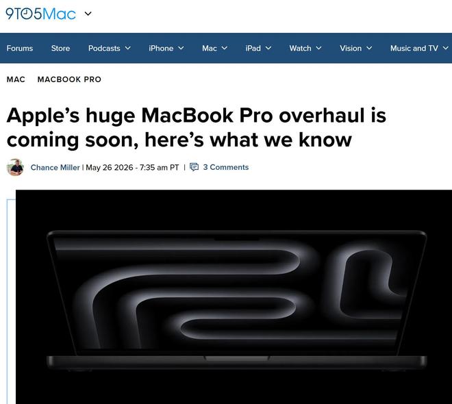 苹果MacBook Pro将迎史上最大改款：首发OLED触控屏与M6芯片