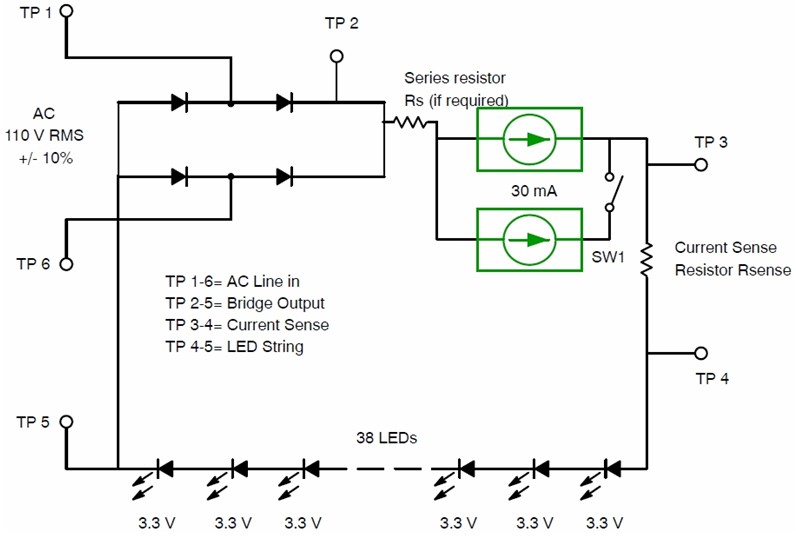 图3：CCR用于直接交流供电LED照明应用的电路图