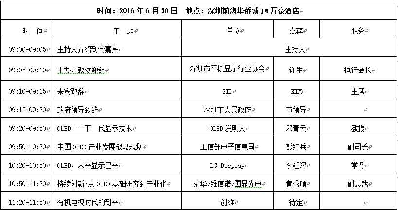 2016中国国际OLED产业大会会议通知
