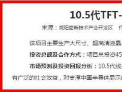 咸阳积极谋划10.5代TFT-LCD液晶面板生产线项目