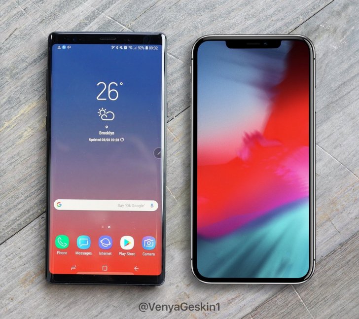 三星Note9 vs 苹果iPhone X Plus：两种不同形态的全面屏