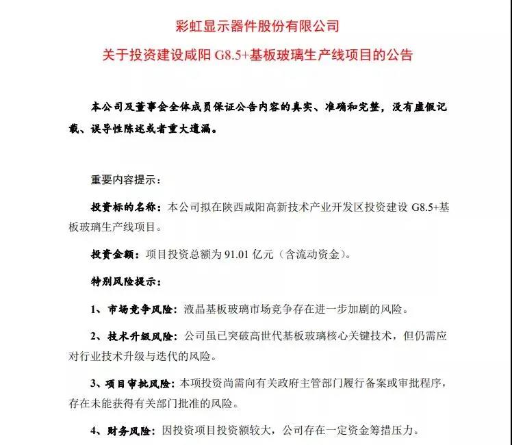 彩虹显示器件股份有限公司