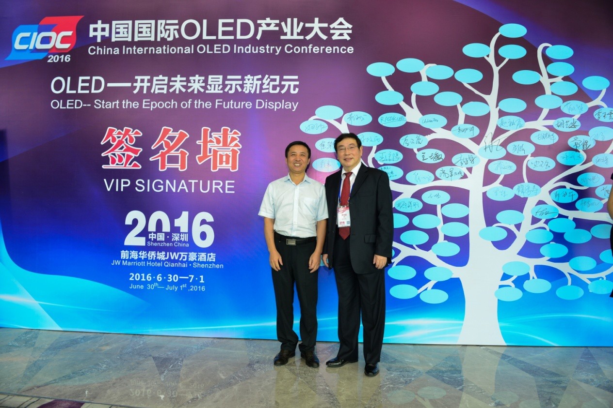 2016中国国际OLED产业大会签名墙前贵宾合影